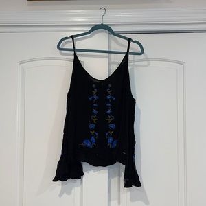 Black cold shoulder bell sleeve American eagle top